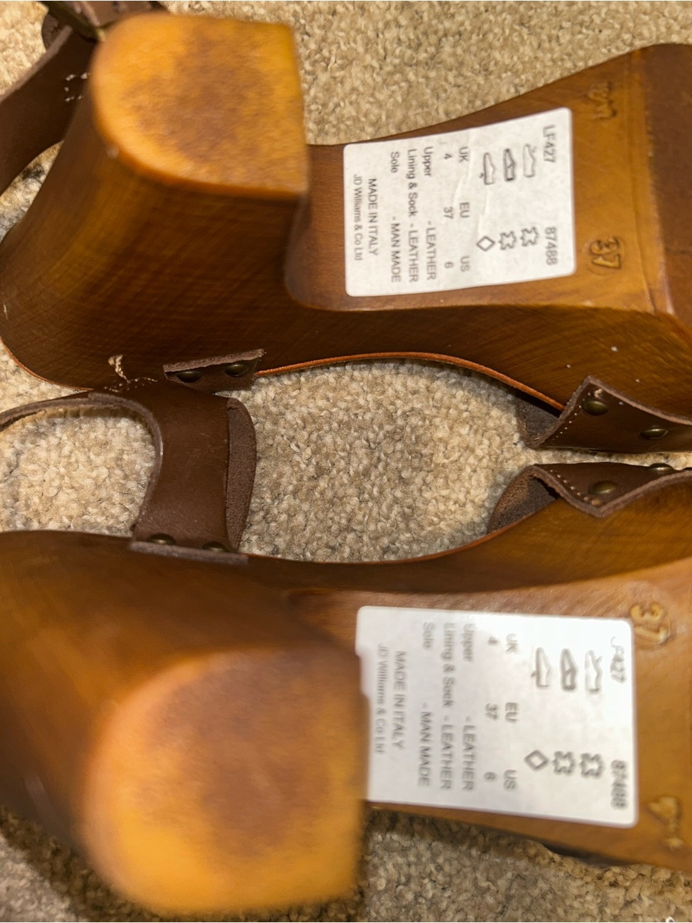 Brown Leather Platform Sandals with Ankle Strap - Picture 4 of 5